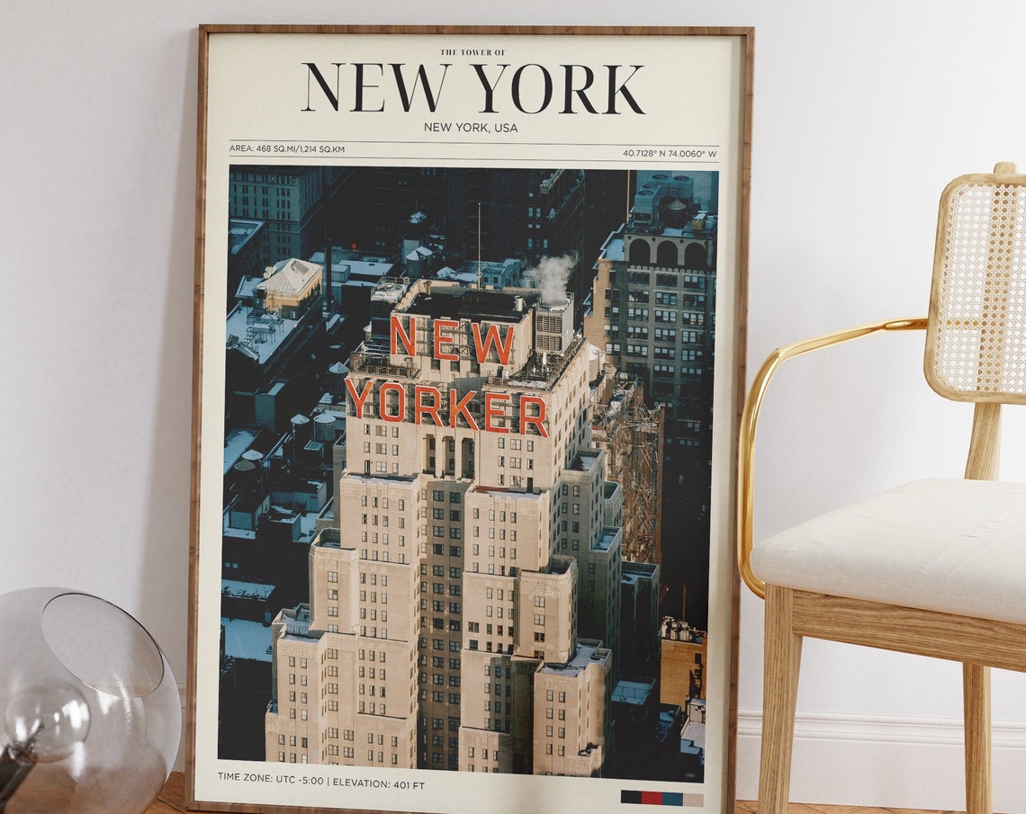 Travel Poster The Tower New York Poster Vintage Posters In New York Print New York Wall Art For Living Room Large Modern Office Wall Art