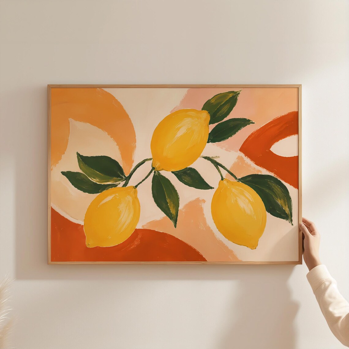 Abstract Lemon Art, Mid-Century Modern Kitchen Poster