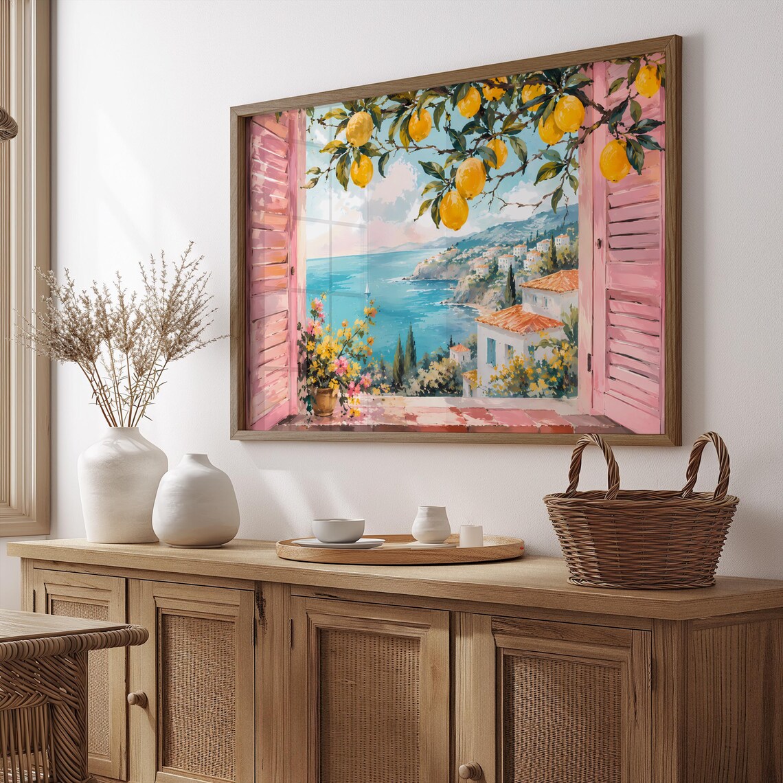 Mediterranean Window Lemon Art Print, Amalfi Coast