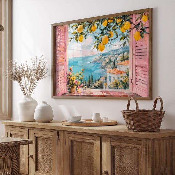 Mediterranean Window Lemon Art Print, Amalfi Coast