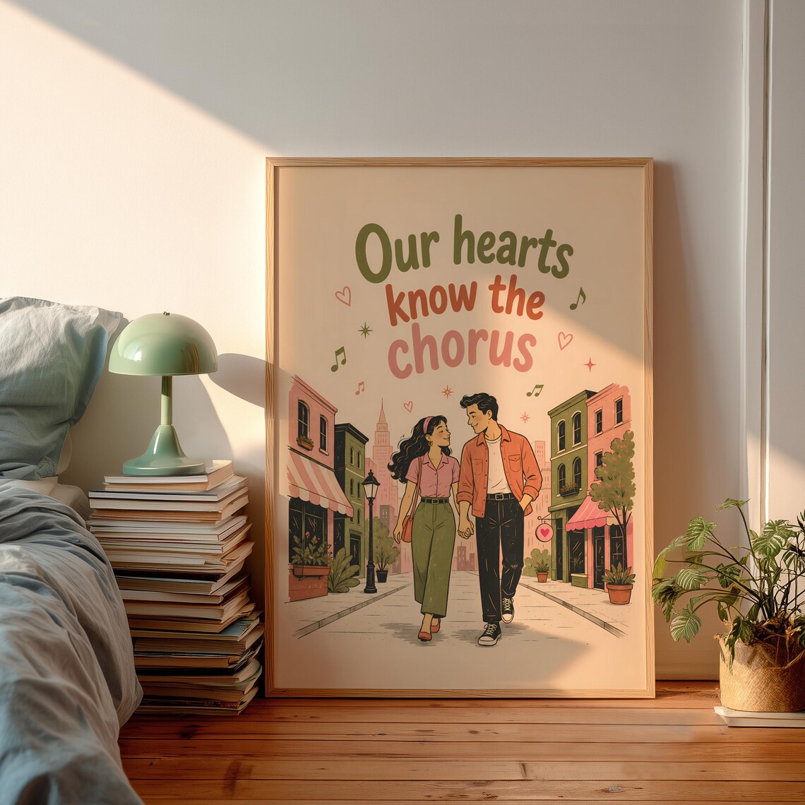 Midcentury Modern Lovers Art Print, Cute City Couple
