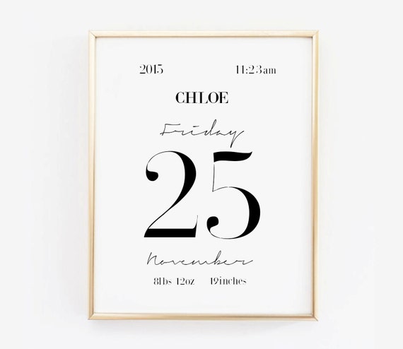 Personalized Birth Stats Birth Announcement, Minimalist