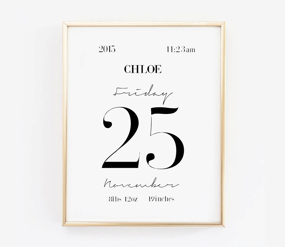 Personalized Birth Stats Birth Announcement, Minimalist