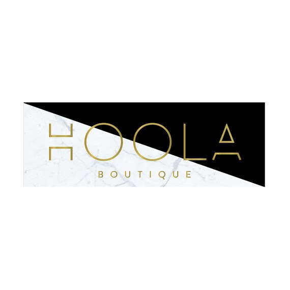 Hoola Boutique Black Marble Gold Modern Bold Geometric Logo Poster