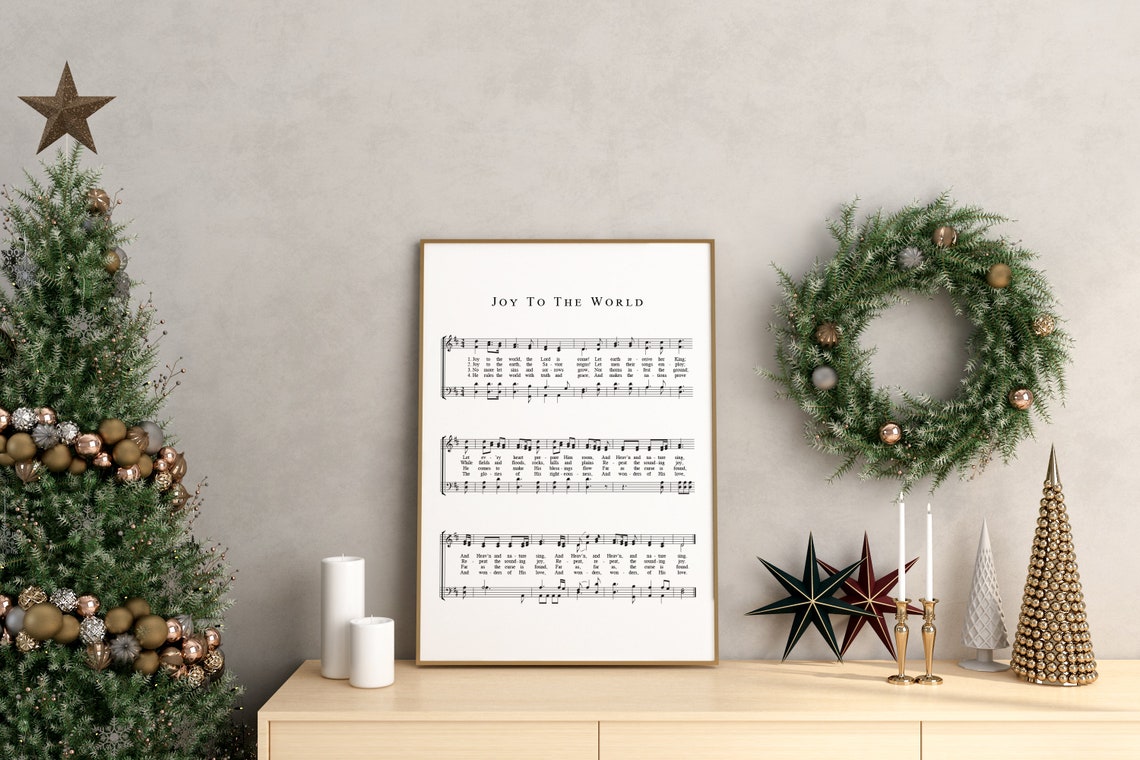 Joy To The World Music Sheet Wall Art Christmas Song Sign Christmas Wall Art Christmas Carol Sheet Music Church Hymn Music Sheet - Image 4
