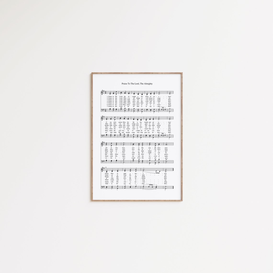Praise To The Lord The Almighty Music Sheet Wall Art Christmas Chords Poster Christmas Carol Sheet Music Church Hymn Music Sheet - Image 2