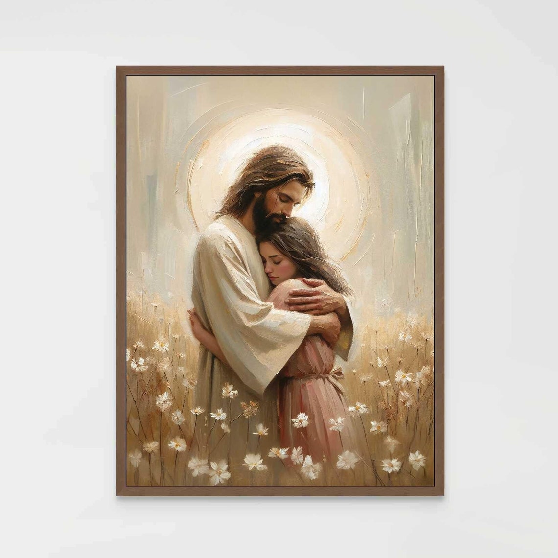 Love Of Christ - Jesus Hugging Girl, Christian Art