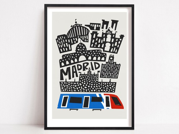 Madrid Mid-Century Travel Poster, City Map