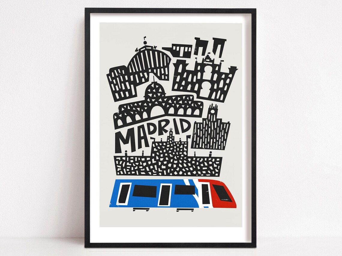 Madrid Mid-Century Travel Poster, City Map