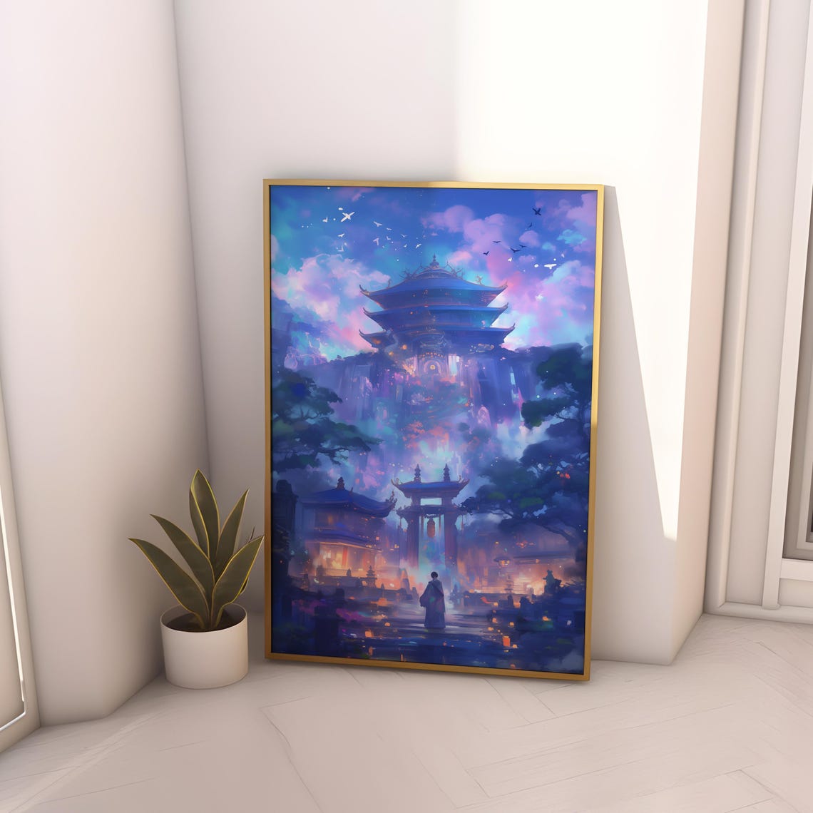 Anime Floating Temple Twilight Torii Gate Mystic Sky Dream Poster - Image 4
