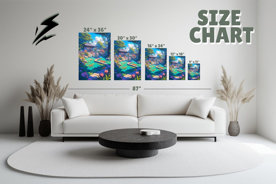 Japanese Garden Koi Pond With Temple Hall Anime Scene Poster - Image 3