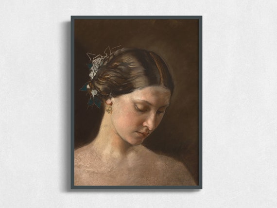 Vintage Woman Portrait, Antique Portrait Art Print
