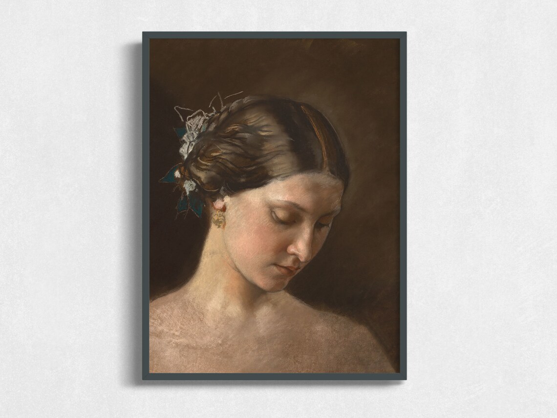 Vintage Woman Portrait, Antique Portrait Art Print
