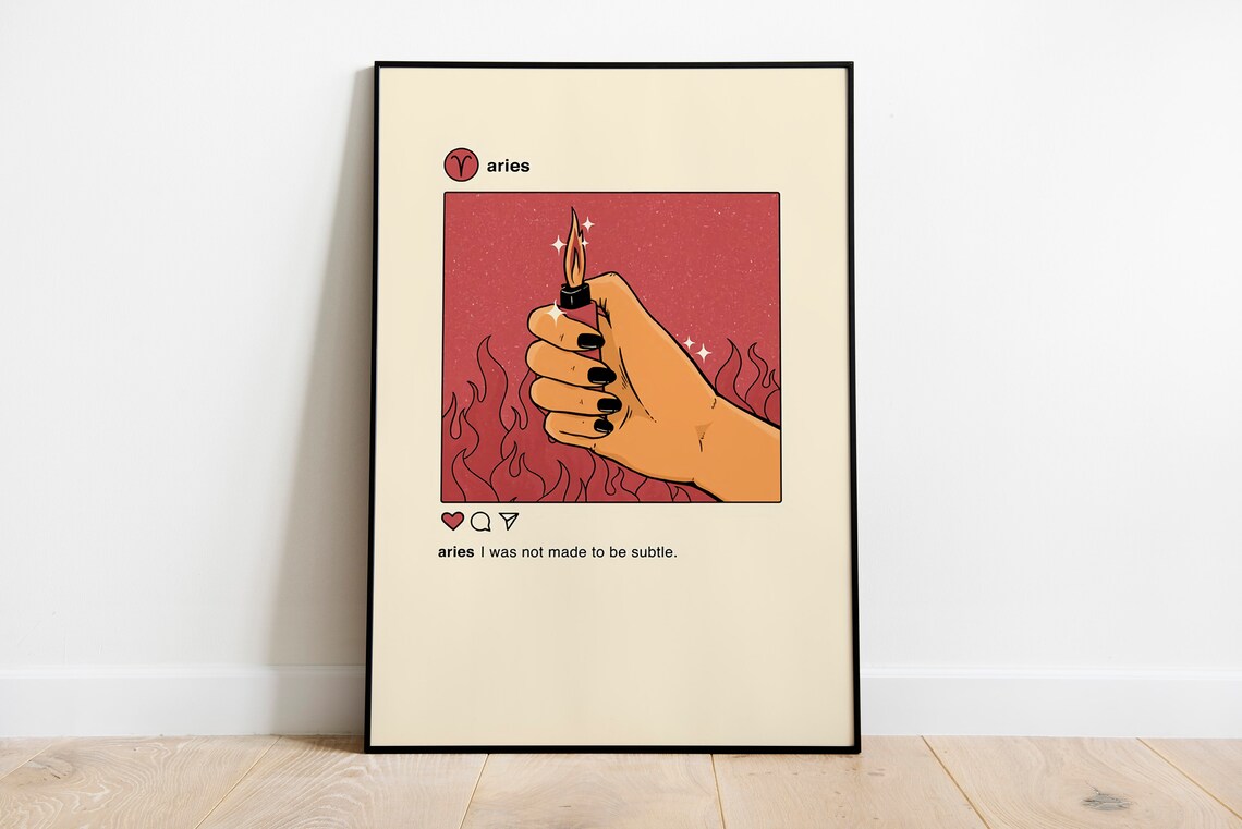 Aries Zodiac Lighter Flames Not Made to Be Subtle Astrology Art Poster - Image 2