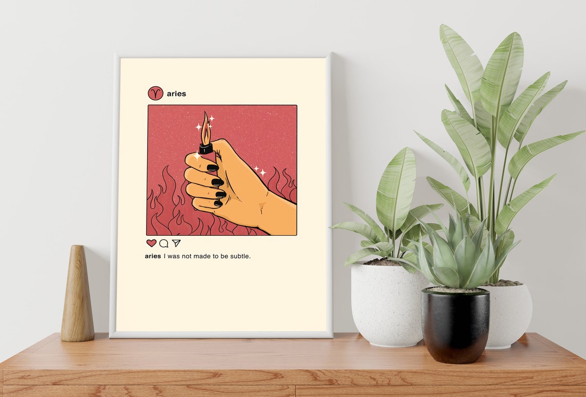 Aries Zodiac Lighter Flames Not Made to Be Subtle Astrology Art Poster - Image 3