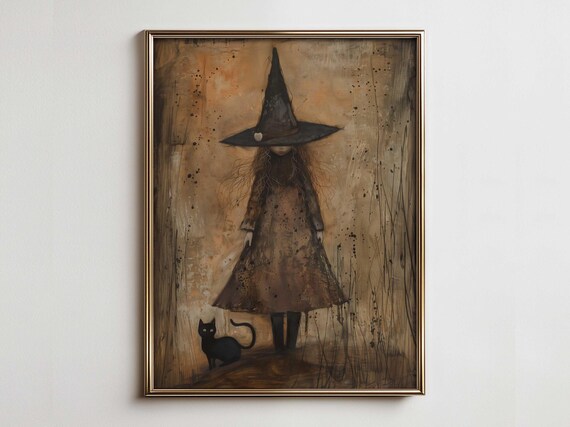 Magical Witchy Wall Art Halloween Prints Home Decor Cute Witch Rustic Farmhouse Witchcraft Poster