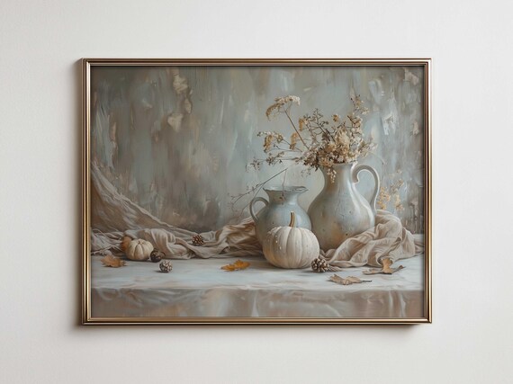 Autumn Thanksgiving Still Life Farmhouse Wall Art Vintage French Country Kitchen For Fall Decor Maximalist With Vibe