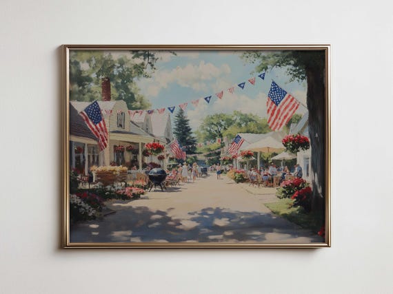 Vintage Americana Flag Print Rustic 4th Of July Farmhouse Decor