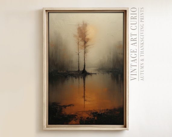 Misty Forest Sunrise Wall Art Print Tranquil Lake Landscape Modern Nature Decor For Home Bedroom Or Meditation Space Autn058