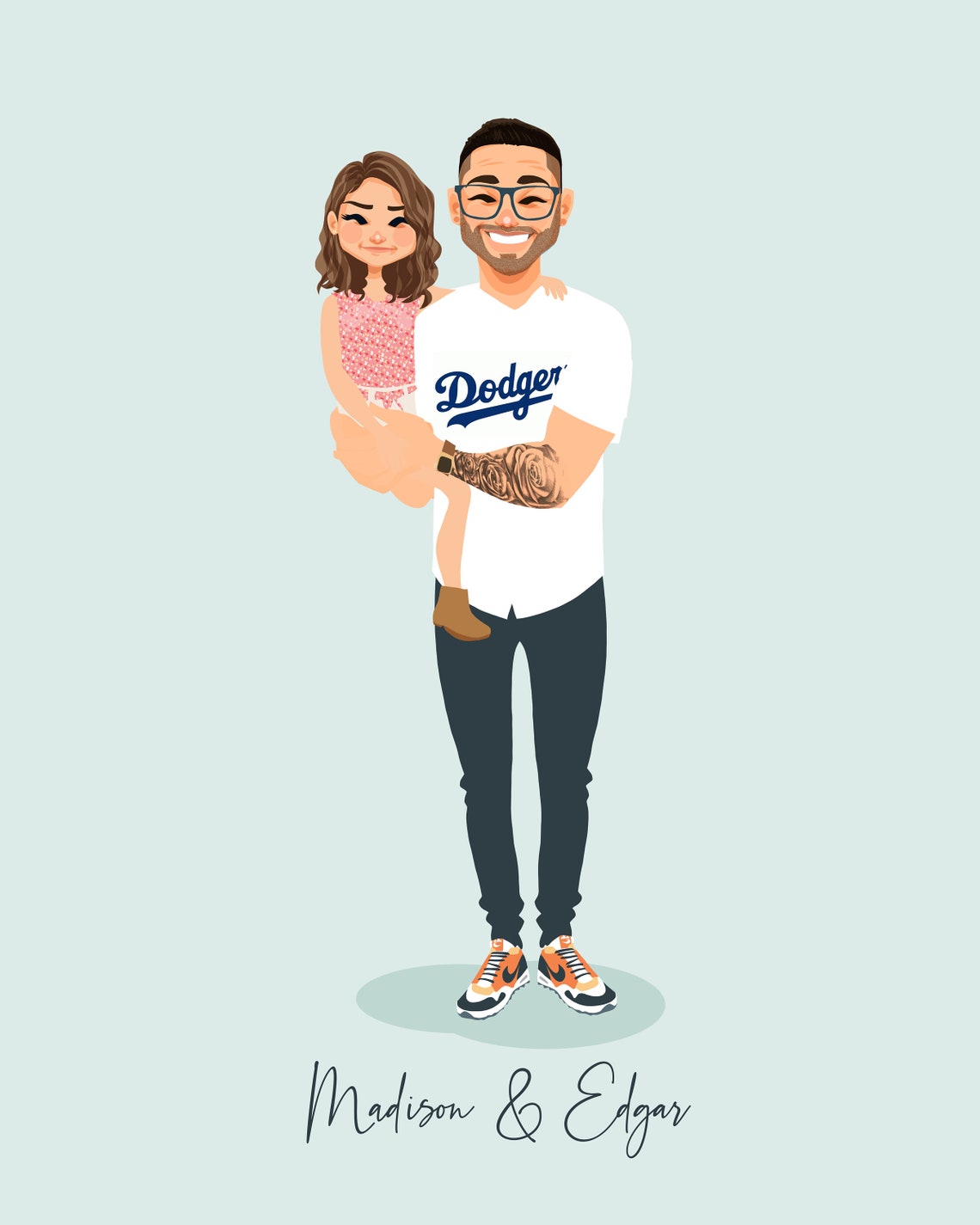 Dada and Booboo Custom Runner Dad with Toddler Portrait Poster - Image 4