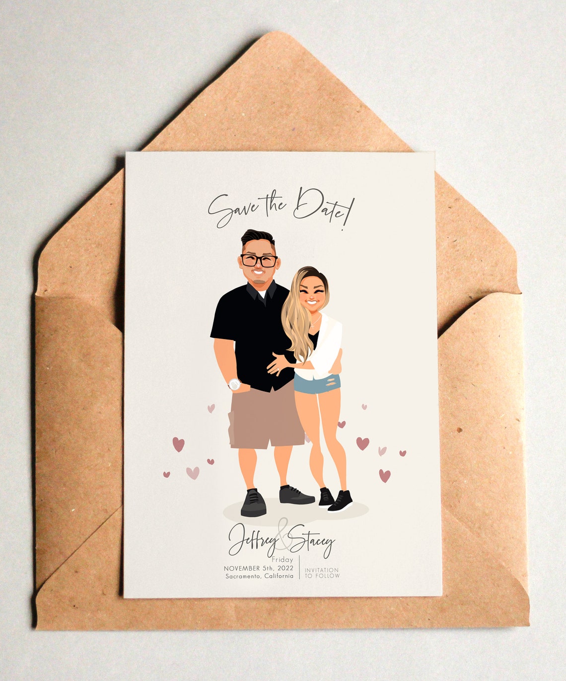 Custom Save the Date Card Illustration for Jeffrey and Stacey Poster - Image 6