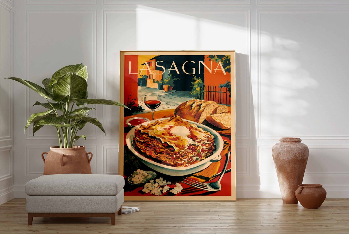 Lasagna Italian Cuisine Poster, Kitchen Decor - Image 3