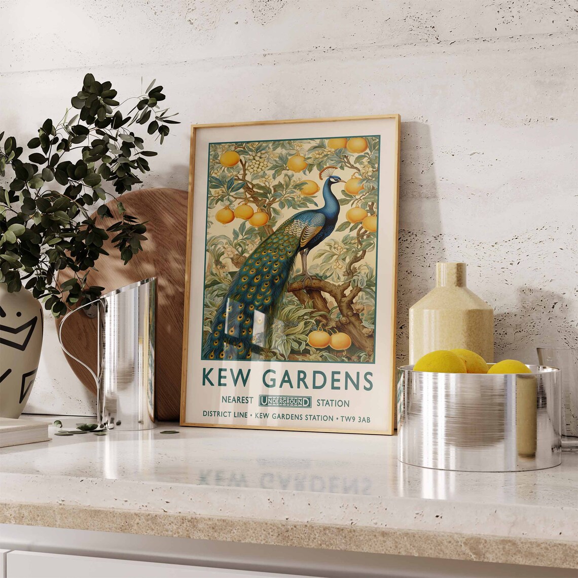 Kew Gardens London Peacock Vintage Underground Railway Travel Poster - Image 2