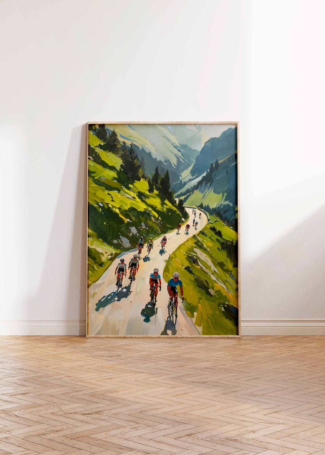 Cycling Peloton Climbing Sunlit Mountain Pass Road Racing Poster - Image 2