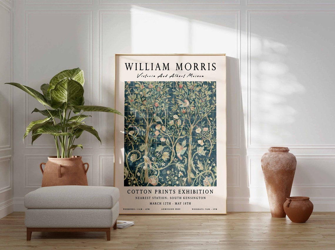 William Morris Cotton Prints Exhibition Bird Tapestry Art Print - Image 2