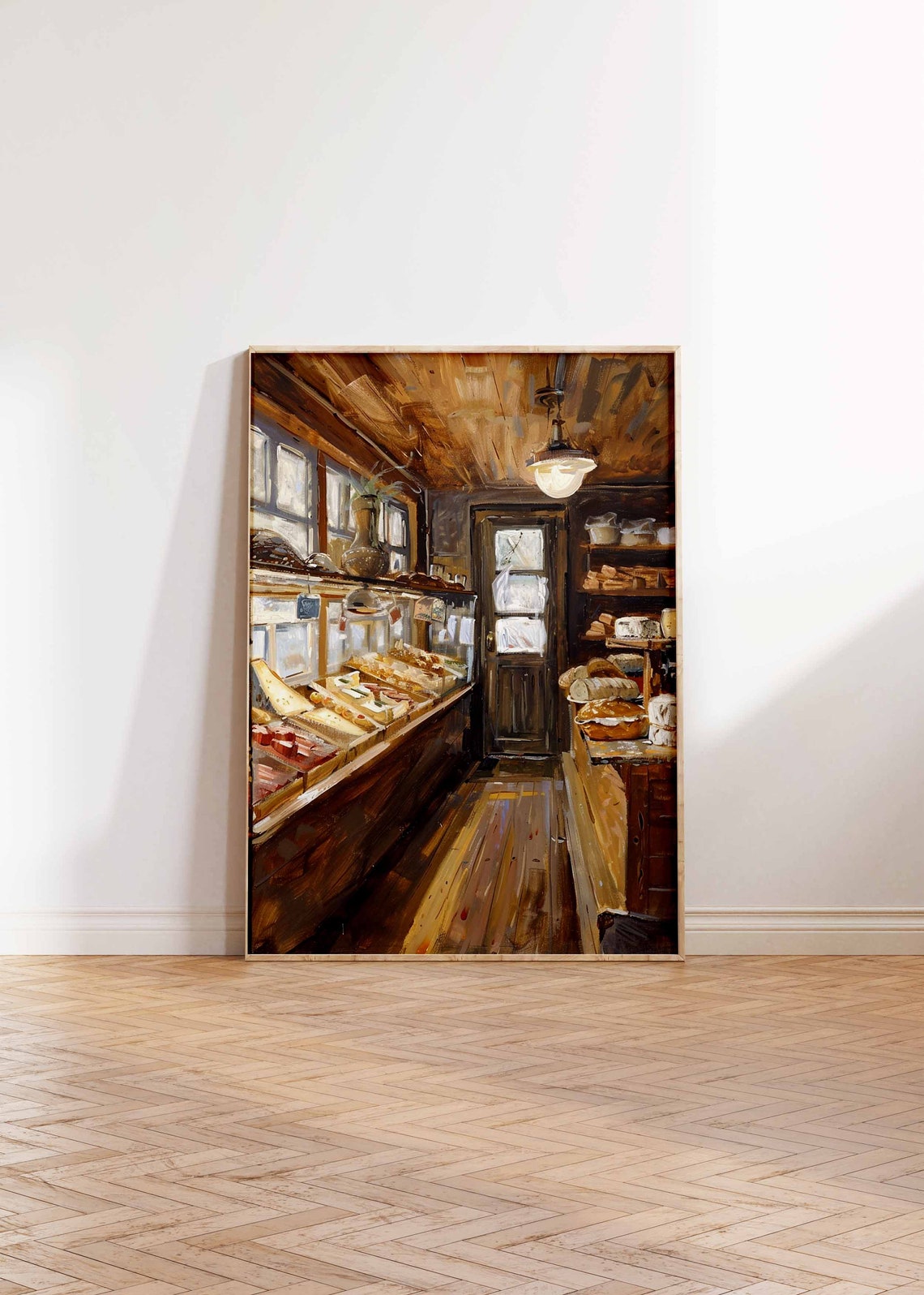 Rustic Bakery Deli Interior Wooden Counter Bread Display Poster - Image 2
