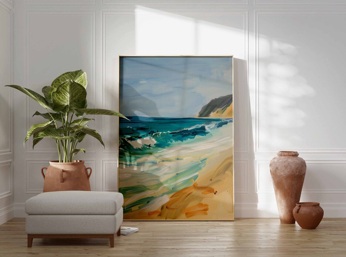 Beach Break Waves Surfer Silhouette Coastal Art Print Coastal Wall Decor - Image 3