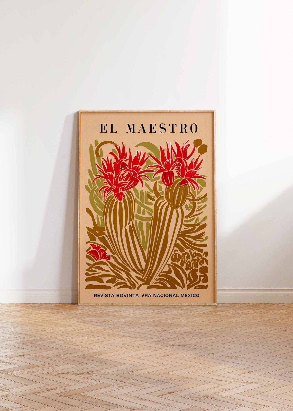 El Maestro Golden Cactus Red Blooms Art Deco Magazine Poster - Image 3