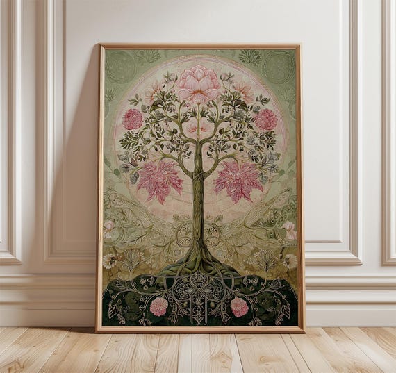 Tree Of Life Poster, Botanical Boho Art Print