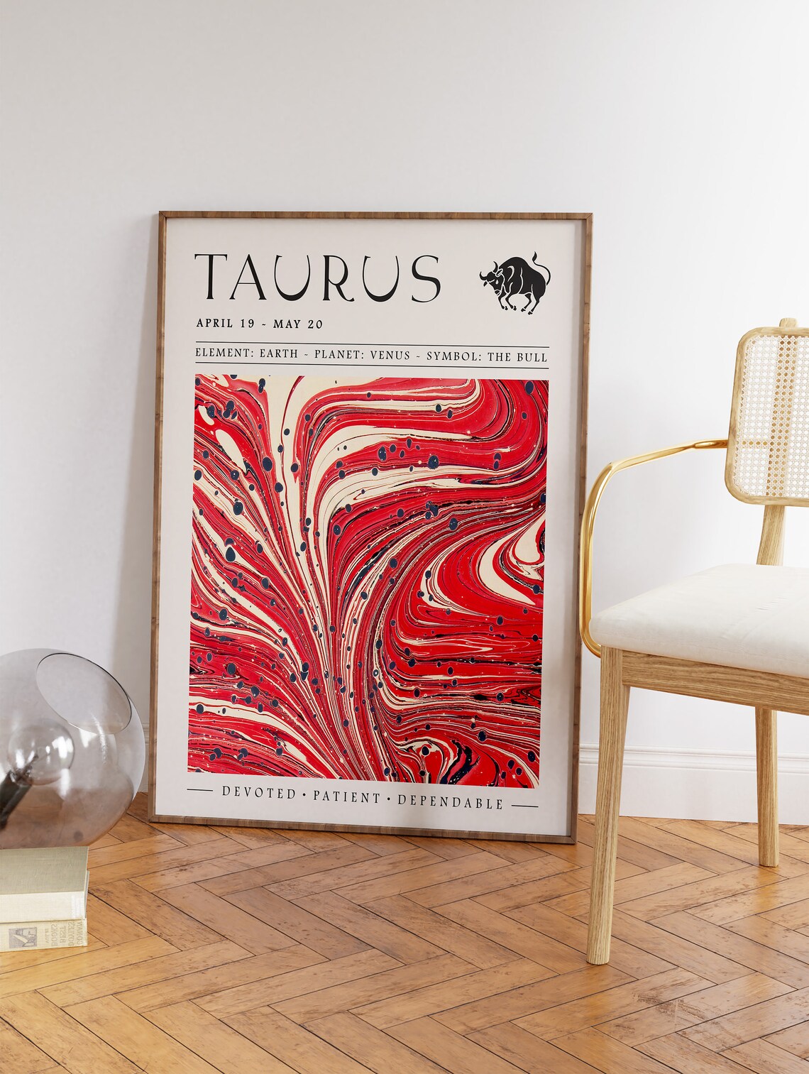 Taurus Zodiac Sign April May Star Marbled Astrology Birthday Poster - Image 3