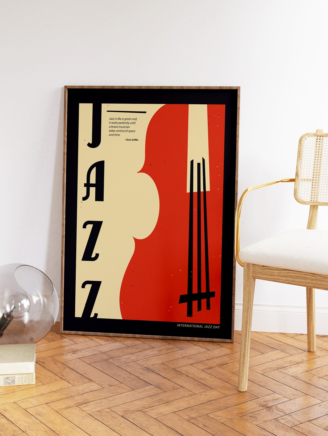 Jazz Print Double Bass Silhouette International Jazz Day Wall Decor - Image 2