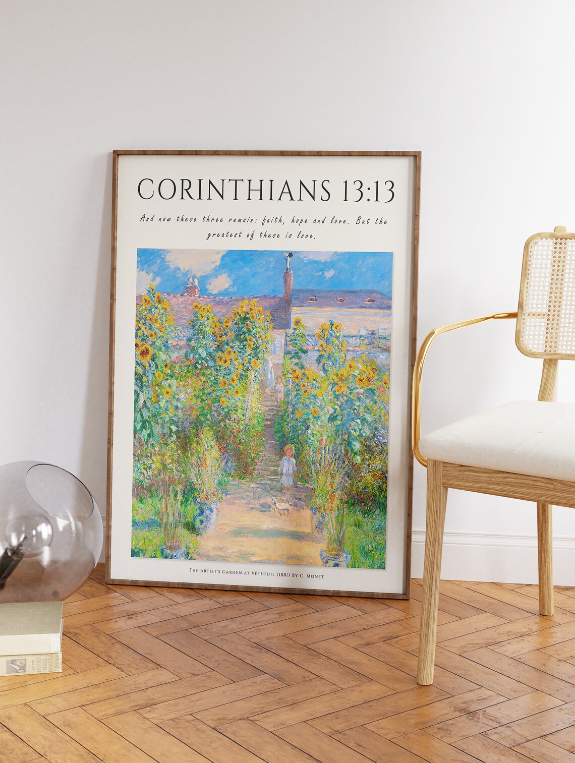 Bible Verse Poster, Monet Artist's Garden Floral Print - Image 3