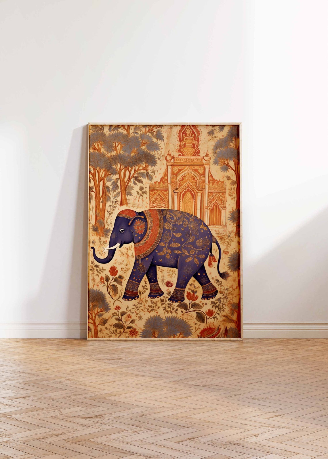 Indian Elephant Print Indian Floral Poster Floral Indian Wall Art Decor Pichwai Art Gift Idea Indian Decor Pattern Art A1a2a3a4 - Image 3