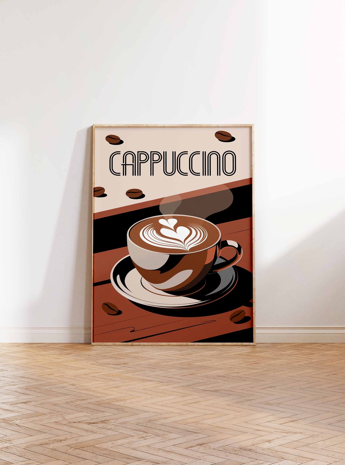 Cappuccino Deco Lettering Latte Art Retro Kitchen Decor Poster - Image 2