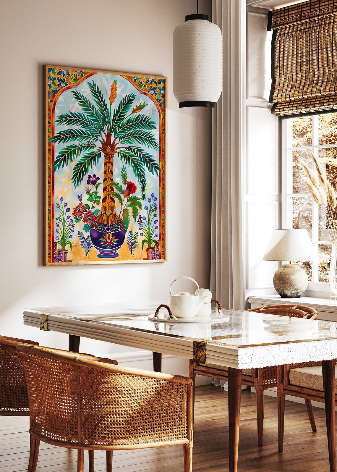 Islamic Palm Tree Floral Arch Persian Style Botanical Wall Art - Image 2