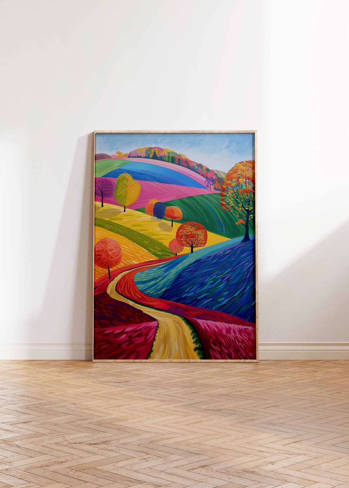 Rainbow Rolling Hills Colorful Fauvist Landscape Art Print Wall Decor - Image 2