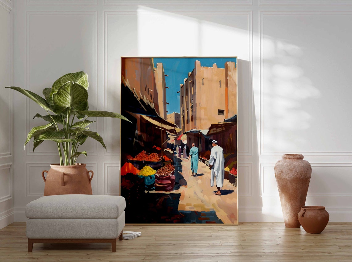 Middle Eastern Spice Souk Street Market Impressionist Poster - Image 3