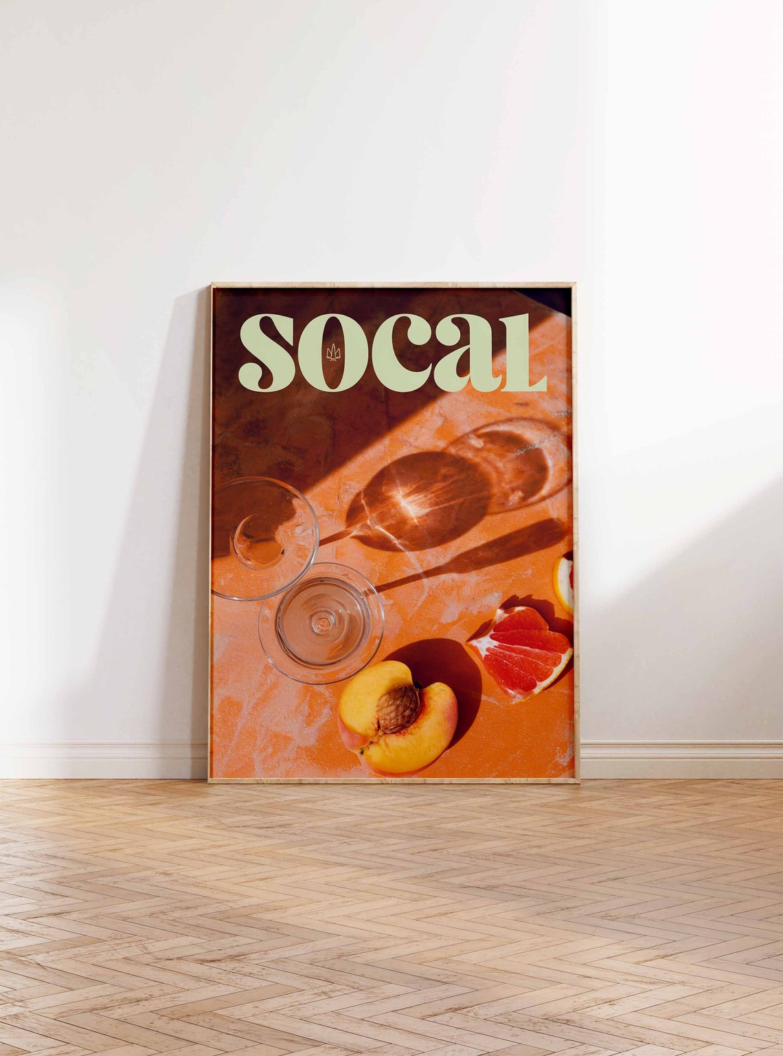 SoCal Retro Serif Terracotta Citrus Cocktail Long Shadow Print - Image 2