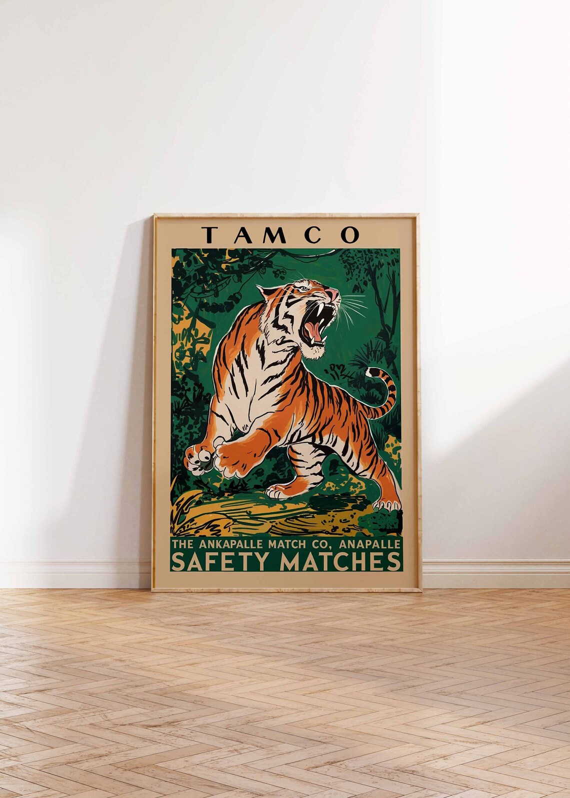 Vintage Tiger Poster, Tropical Jungle Animal Art - Image 3