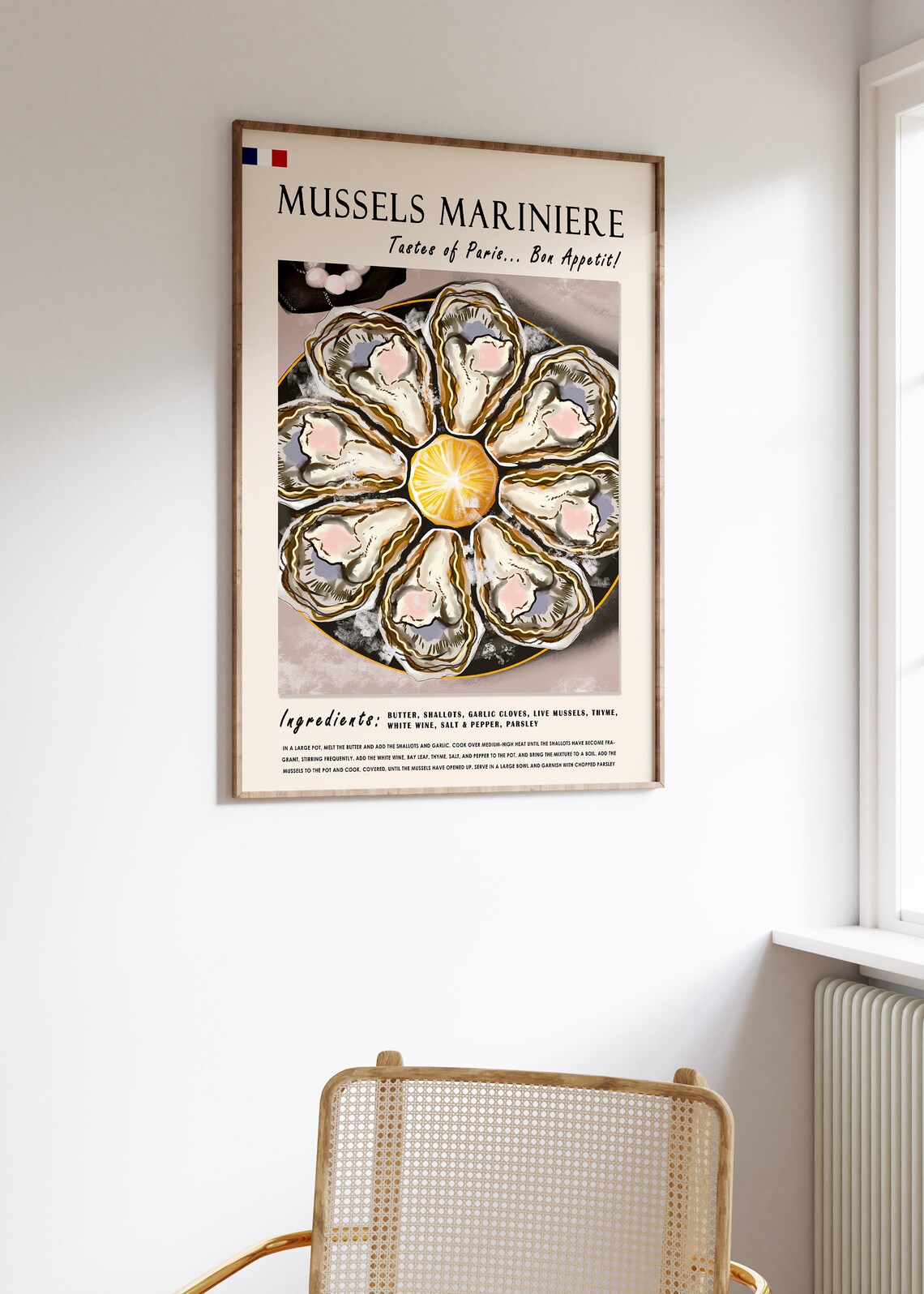 Mussels Mariniere Paris French Oysters Seafood Recipe Poster - Image 2