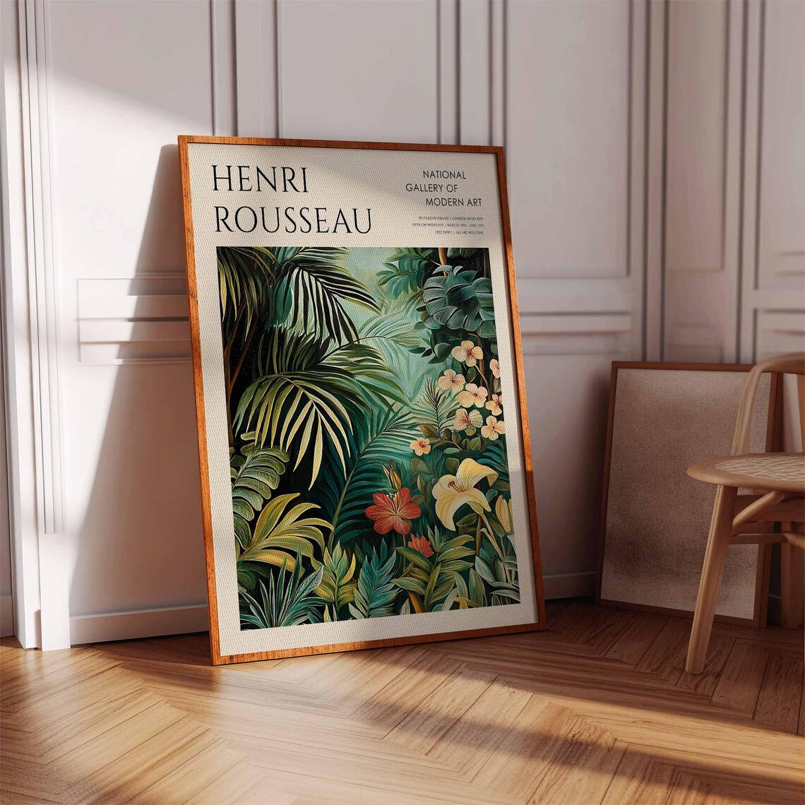 Henri Rousseau Jungle Palms with Red and Yellow Hibiscus Poster - Image 2