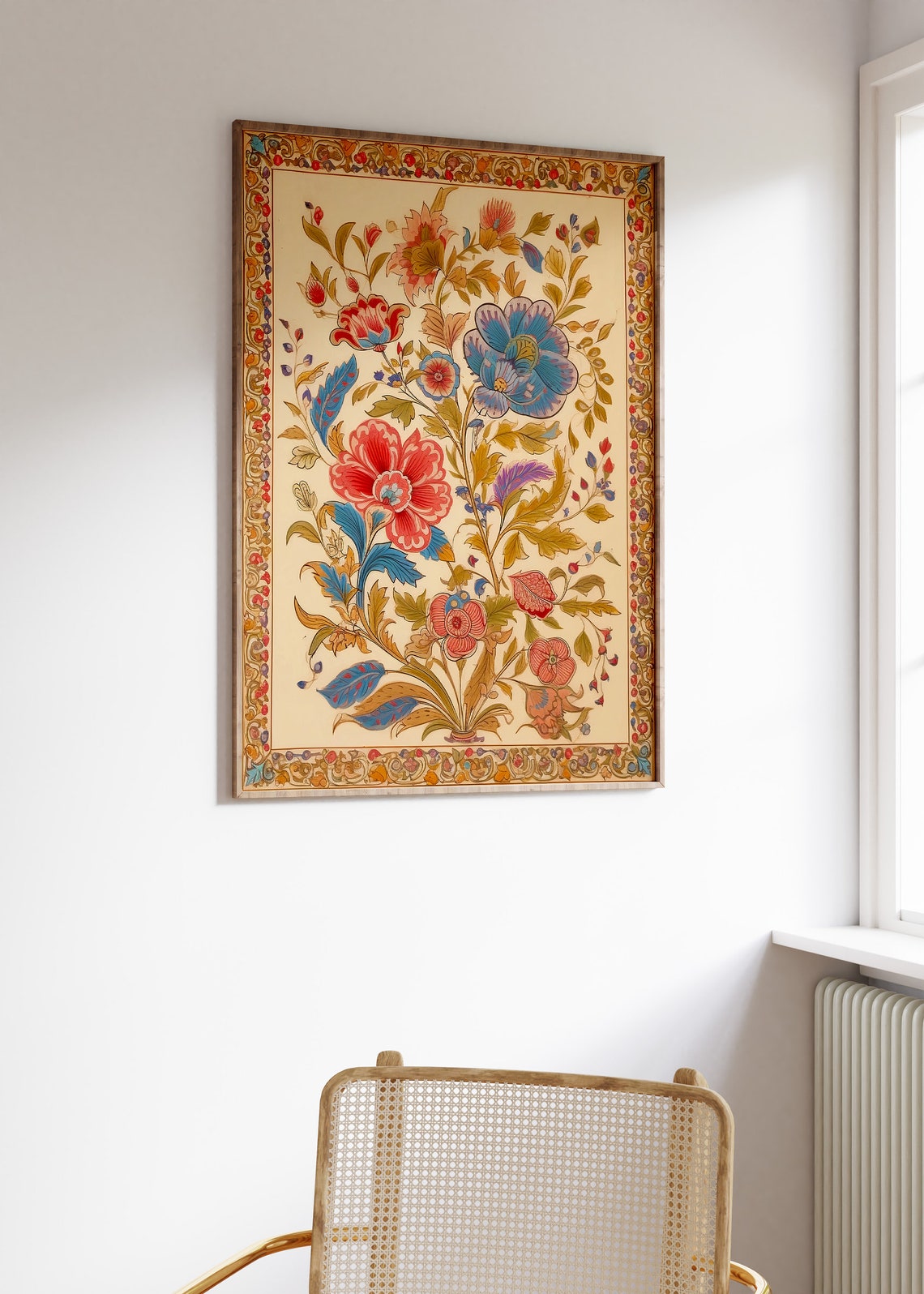 Traditional Indian Floral Art Ornamental Botanical Wall Poster - Image 3