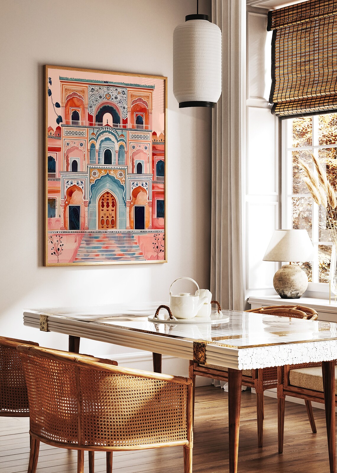 Indian Palace Facade Traditional Pichwai Style Architecture Poster - Image 2