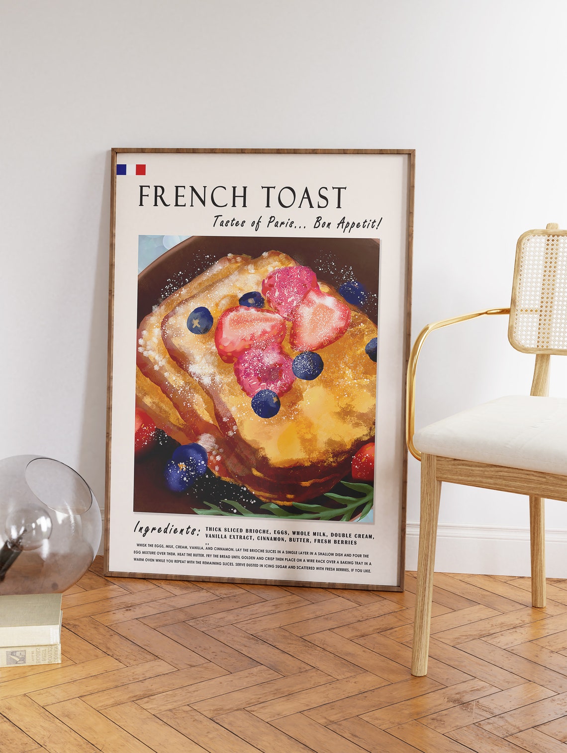 French Toast Berry Brioche Recipe Illustration Cozy Kitchen Poster - Image 3