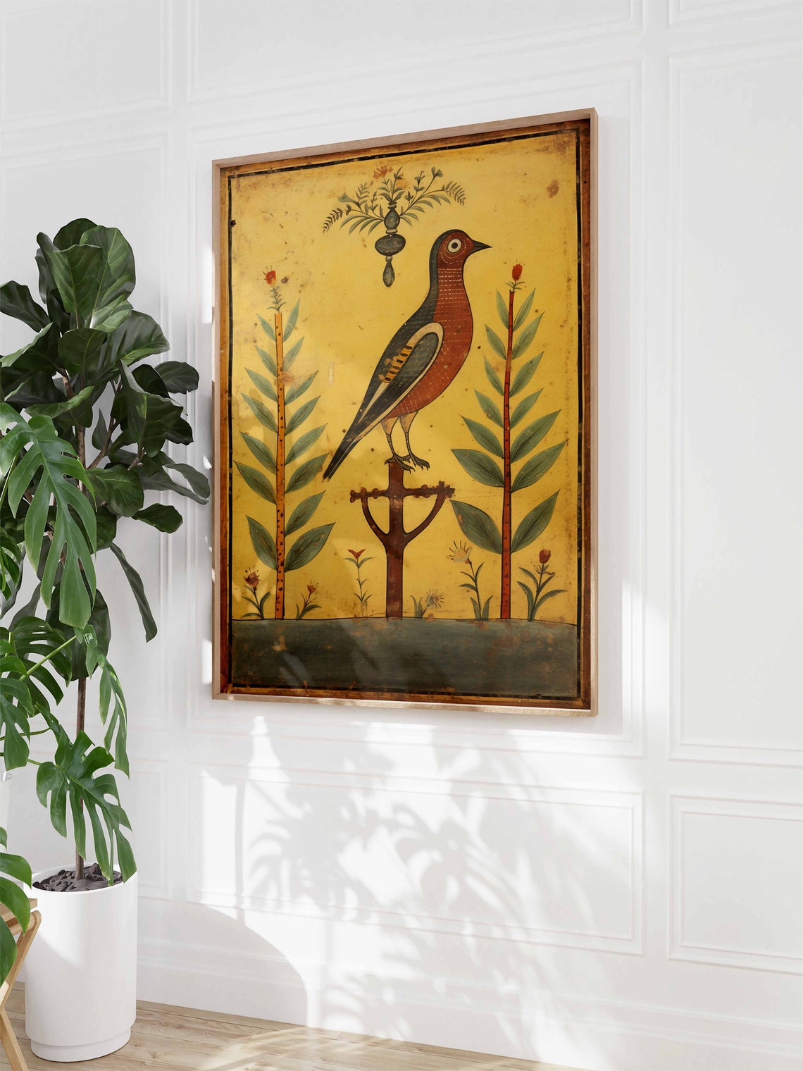 Indian Folk Art Bird Painting Poster With Traditional Style Decor - Image 3