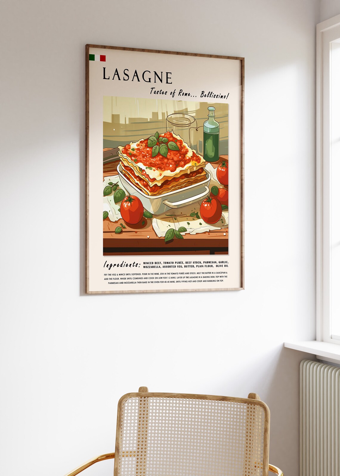 Golden Baked Lasagne Tastes Of Rome Italian Recipe Kitchen Poster - Image 3